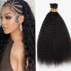 ZigZag Kinky Straight Human Hair Bulk for Braiding no weft 14” Natural Color